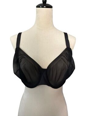 SKIMS  Unlined Demi Bra Black Sheer Underwire Support Bra Black 40DD